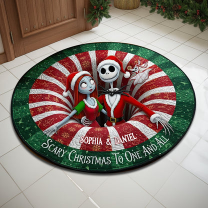 Creepy Cute Couple Round Mat - Personalized Christmas Gift For Couples 03HULU250925