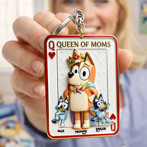 Puppy Card Theme Mom And Kids Keychain - Personalized Gifts For Mother's Day Keychain 03NALU020326