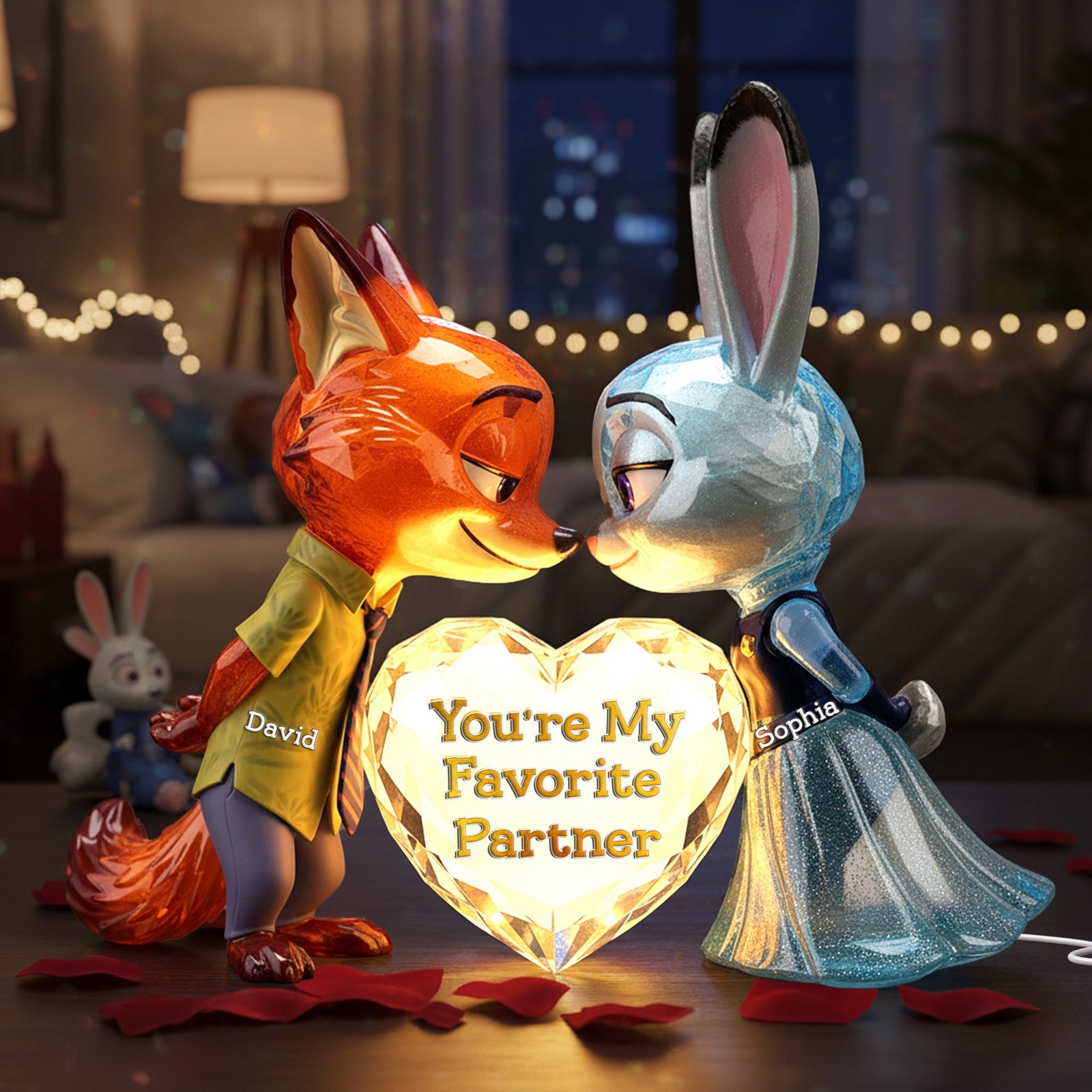 Cute Critter Couple Light Box - Personalized Gift For Couples 01NALU261125