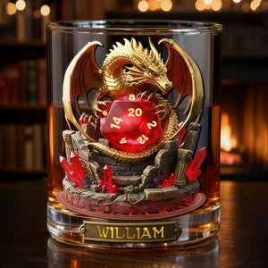 Legendary Dragon Dice Round Glass - Personalized Gifts For Drinking Lovers 01PALU151225