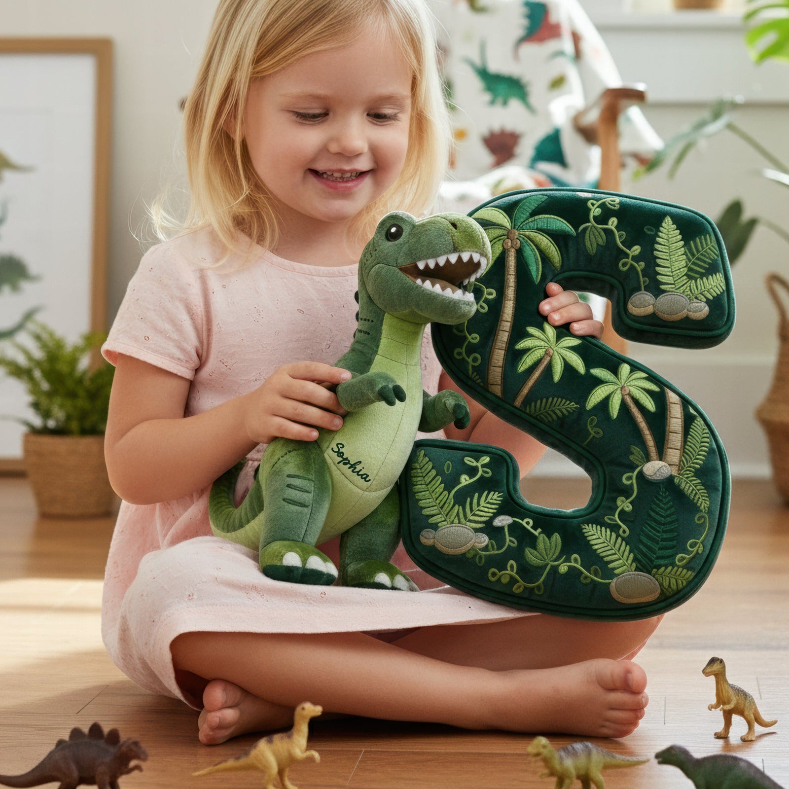 Alphabet Initial T-Rex Custom Shape Pillow - Personalized Gifts For Kids 01pgqn101225