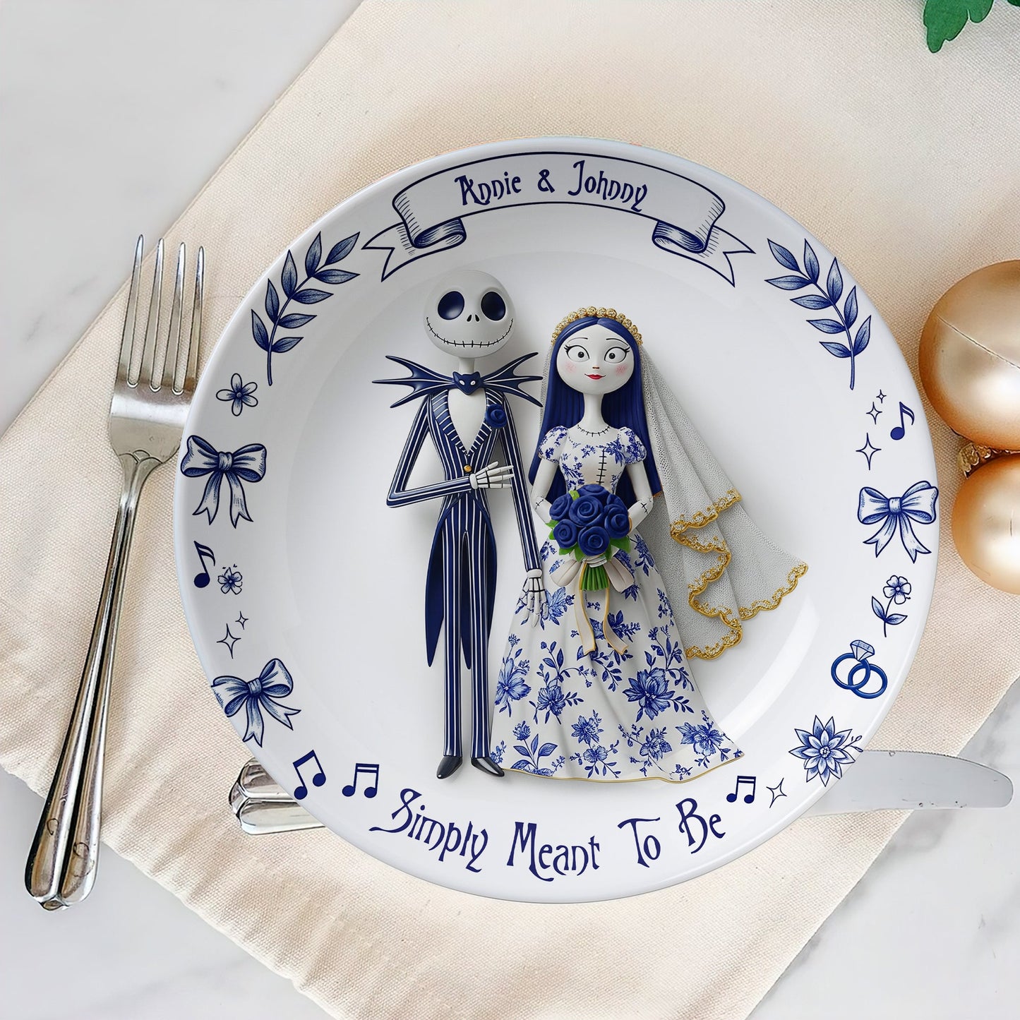 Simply Meant To Be Round Plate - Personalized Christmas Gift For Couple 04PGLU041025