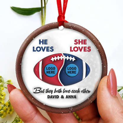 American Football Couple Ornaments With Custom Team Logo - House Divided 02hupu250924-Homacus