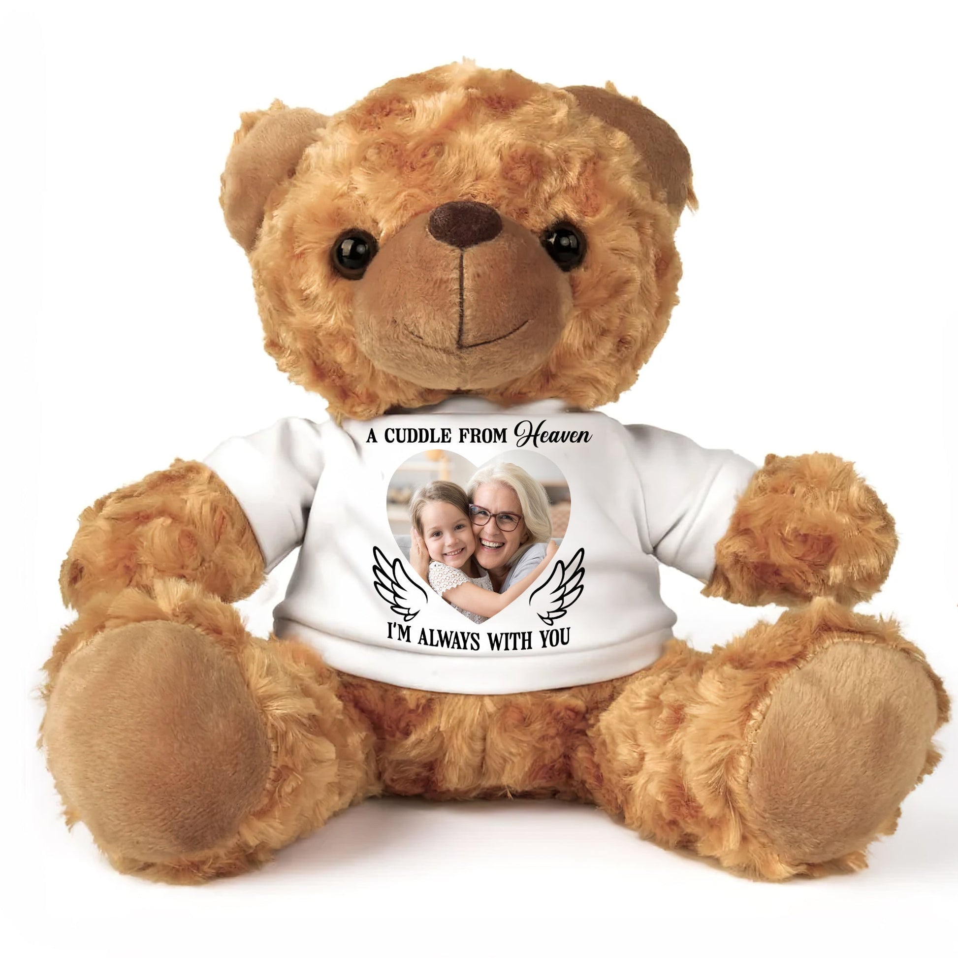 Custom Photo Gifts For Kids Bear With Shirt 03natn200225 A Cuddle From Heaven I'm Always With You-Homacus
