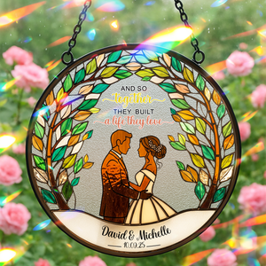 Newlywed Couple Stained Glass - Personalized Gifts For Couple 01PGLU160825