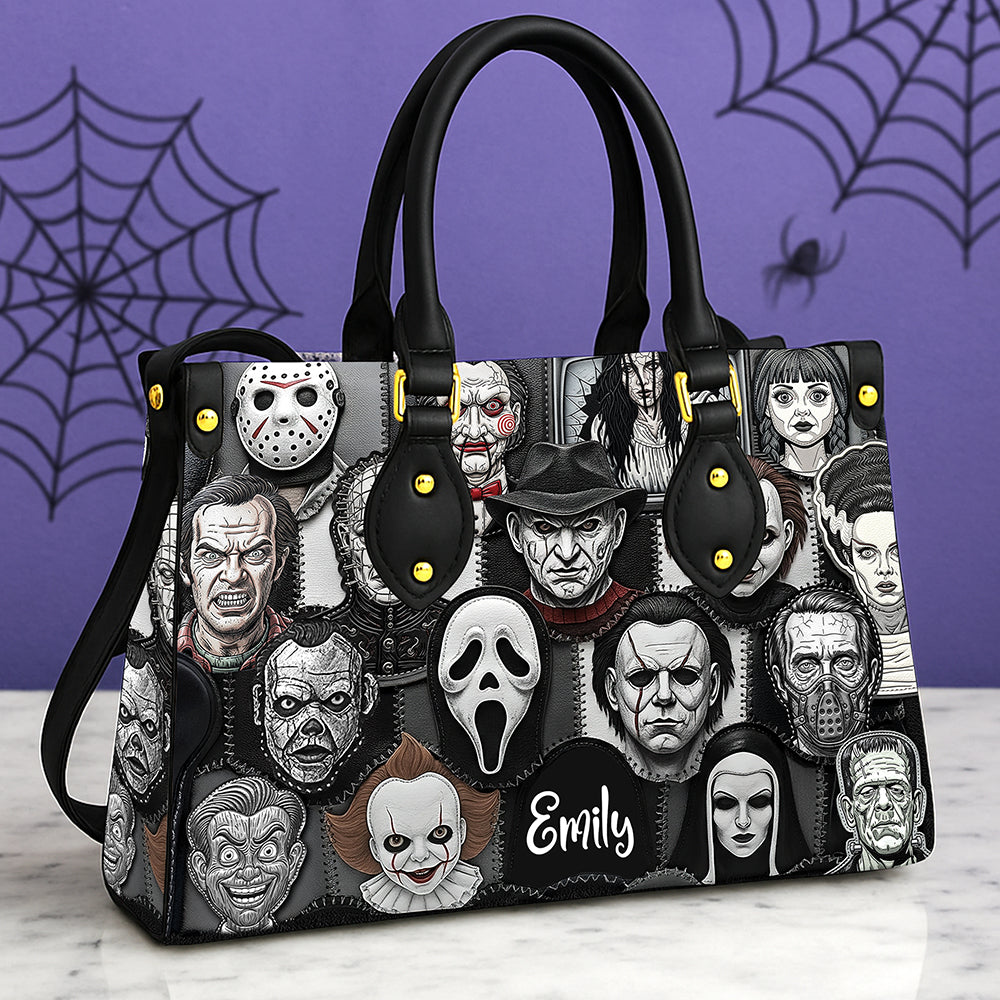 Horror Patches Leather Bag, Personalized Gifts For Horror Movie Fans 02qhqn080825