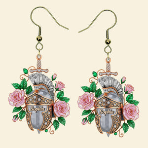 Knight Helmet Aesthetic Earrings, Personalized Gifts For Female Warrior Of God 04qhtn120725