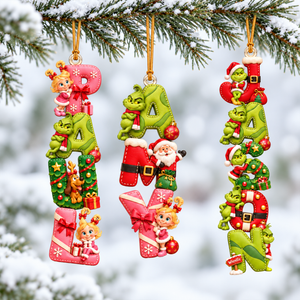 Festive Character Initial Alphabet Ornament - Personalized Gift For Christmas 04PAQN101026
