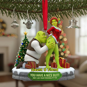 Cheeky Kisses Couple Acrylic Ornament - Personalized Christmas Gifts For Couples 04OHLU300925