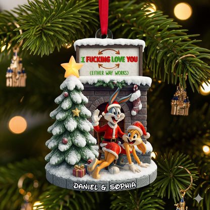 Playful Cartoon Couple Ornament - Personalized Christmas Gifts For Couple 06OHLU280825