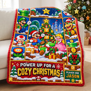 Pixel Adventure Christmas Blanket - Personalized Gifts For Game Lovers 04HALU061026