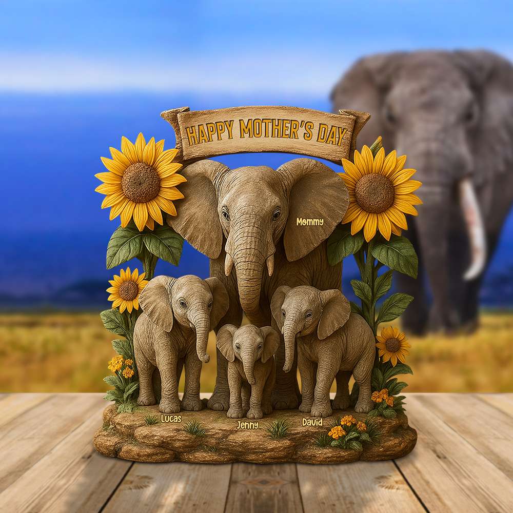 Elephant Mom Plaque - Personalized Gifts For Mother-Homacus