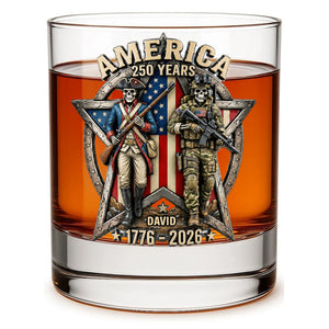 Fierce American Veteran Celebrated America 250th Anniversary Drinking Glass - Personalized Gifts For Veterans 01toqn080626