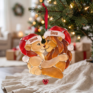 Affectionate King & Queen Sea Glass Effect Ornament, Personalized Gifts For Couple 03qhtn091026
