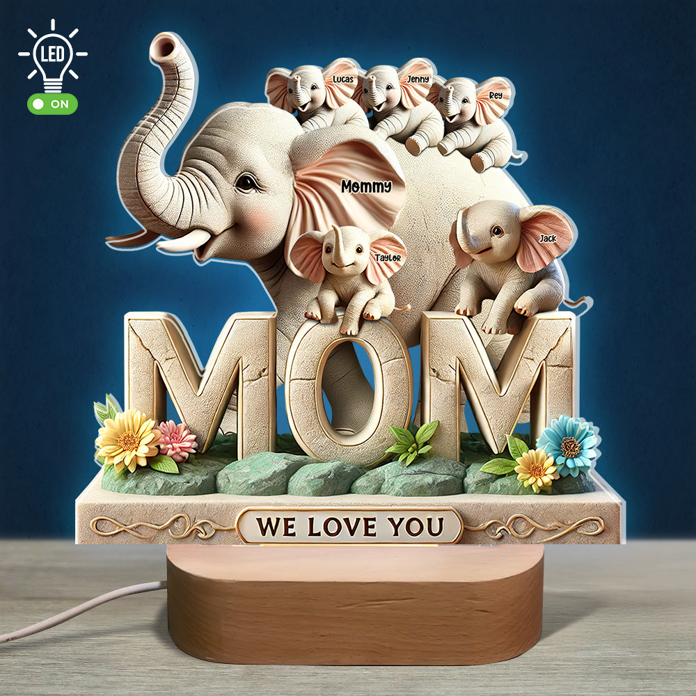 Personalized Gifts For Mom Elephant LED Light 01hutn170425-Homacus