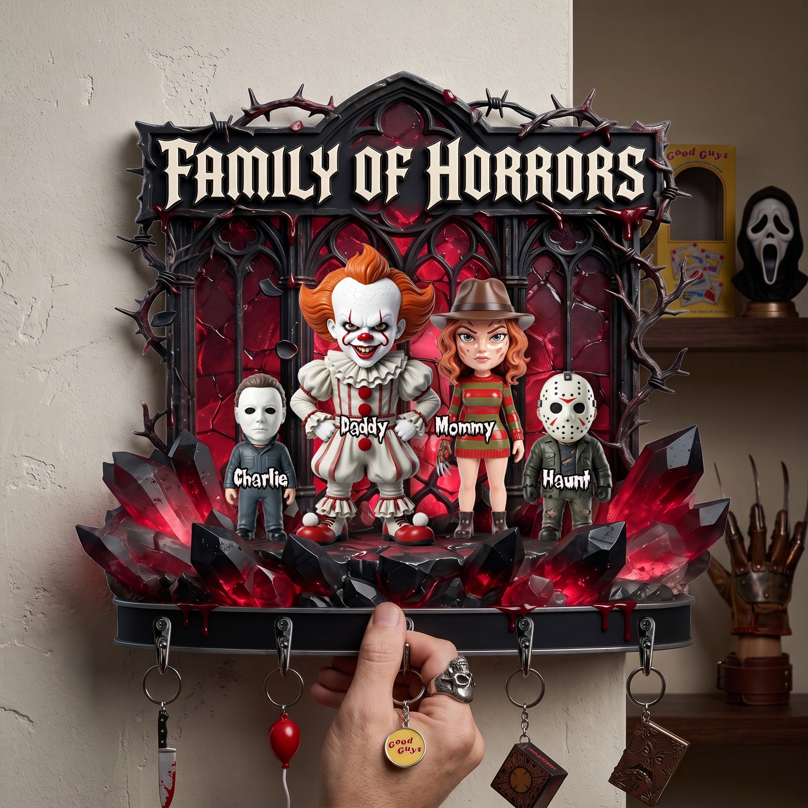 Family Of Horrors Key Hanger - Personalized Gifts 06tylu160726