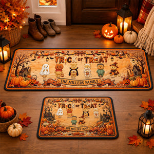 Halloween Trick Or Treat Family Rug - Personalized Gifts For Family Runner Rug 03PAQN050926