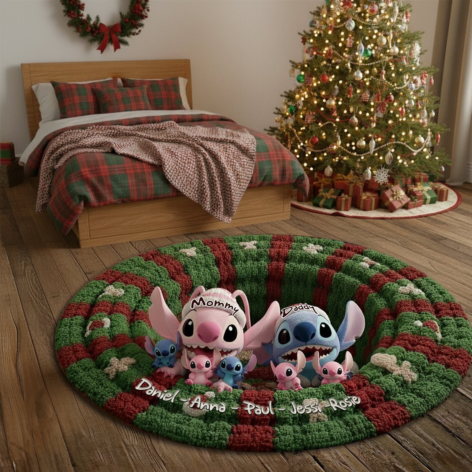 Cute Monsters Family Personalized Christmas Gifts For Family Quilted Round Mat 05tglu260925