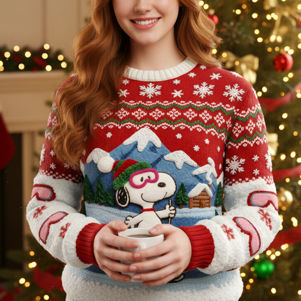 Happy Skiing Christmas - Personalized Gifts For Cartoon Lovers Ugly Sweater 06patn211025