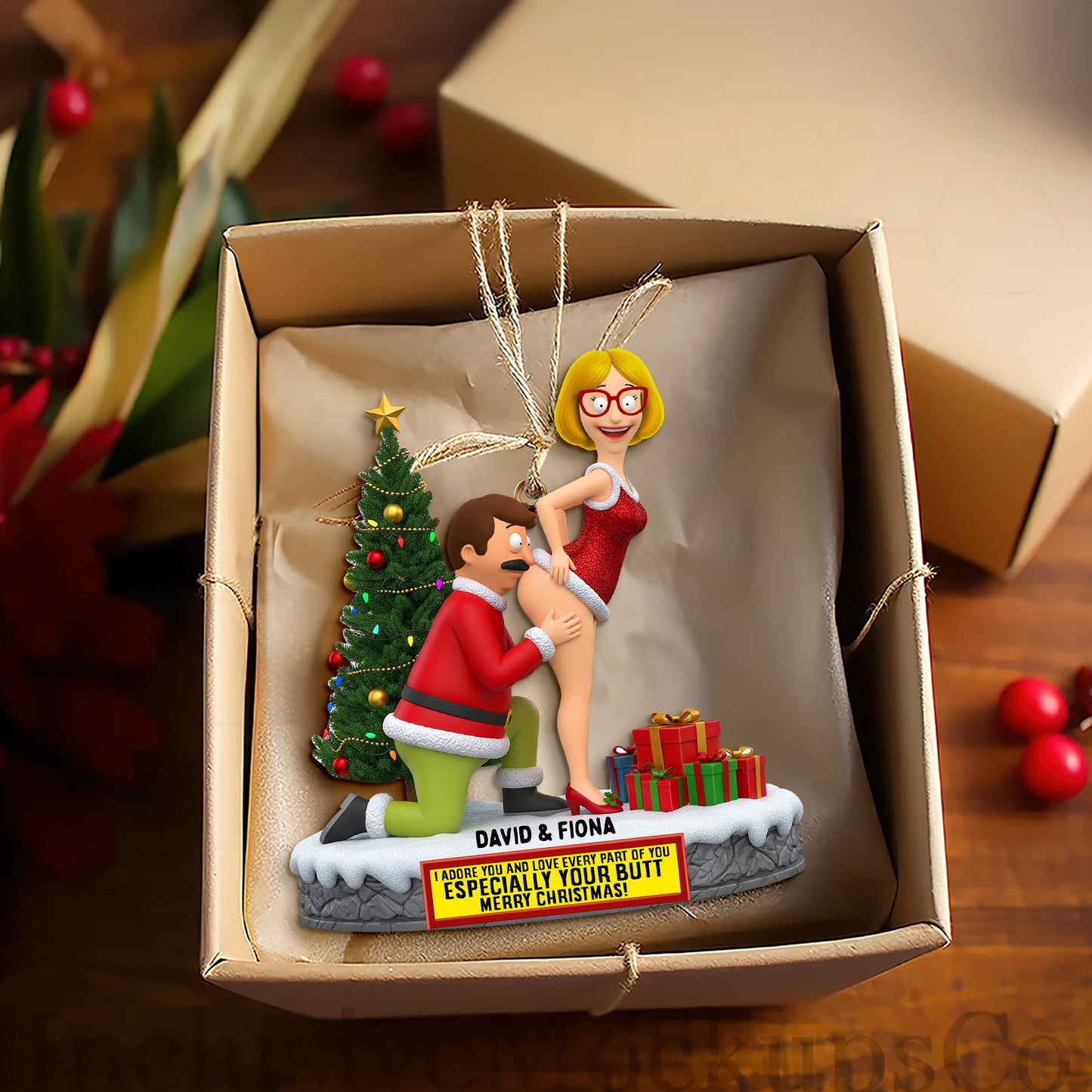 Festive Kiss Couple Ornament - Personalized Christmas Gift For Couples 03OHLU190925
