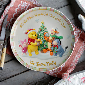 Wonderful Time Round Plate -  Personalized Christmas Gift For Family 03PGLU171025