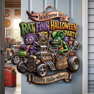 Hot Rod Garage Halloween Party Sign - Personalized Halloween Decor For Hot Rod Lovers 07qhlu070826