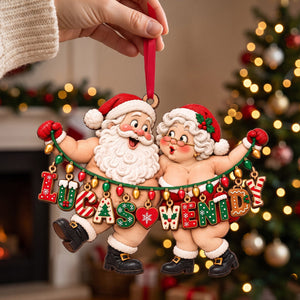 Name Art Fun Santa Couple Ornament - Personalized Christmas Gifts For Couples 02qhtn151026