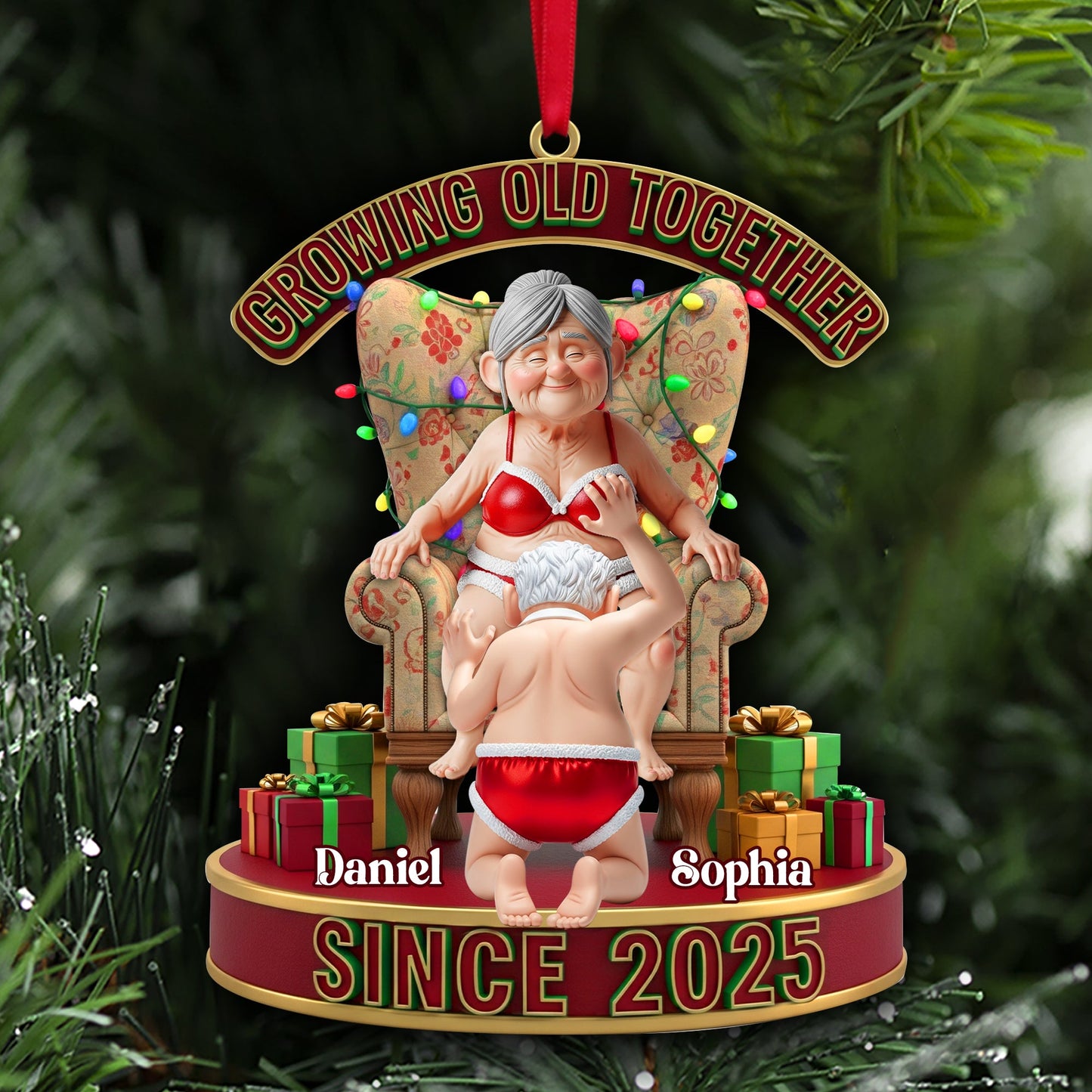 Frisky Old Couple Ornament - Personalized Christmas Gifts For Couples 04OHLU200925