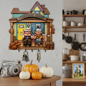 Welcome Old Couple Home Wood Key Hanger - Personalized Gifts For Couple 03TGLU300825