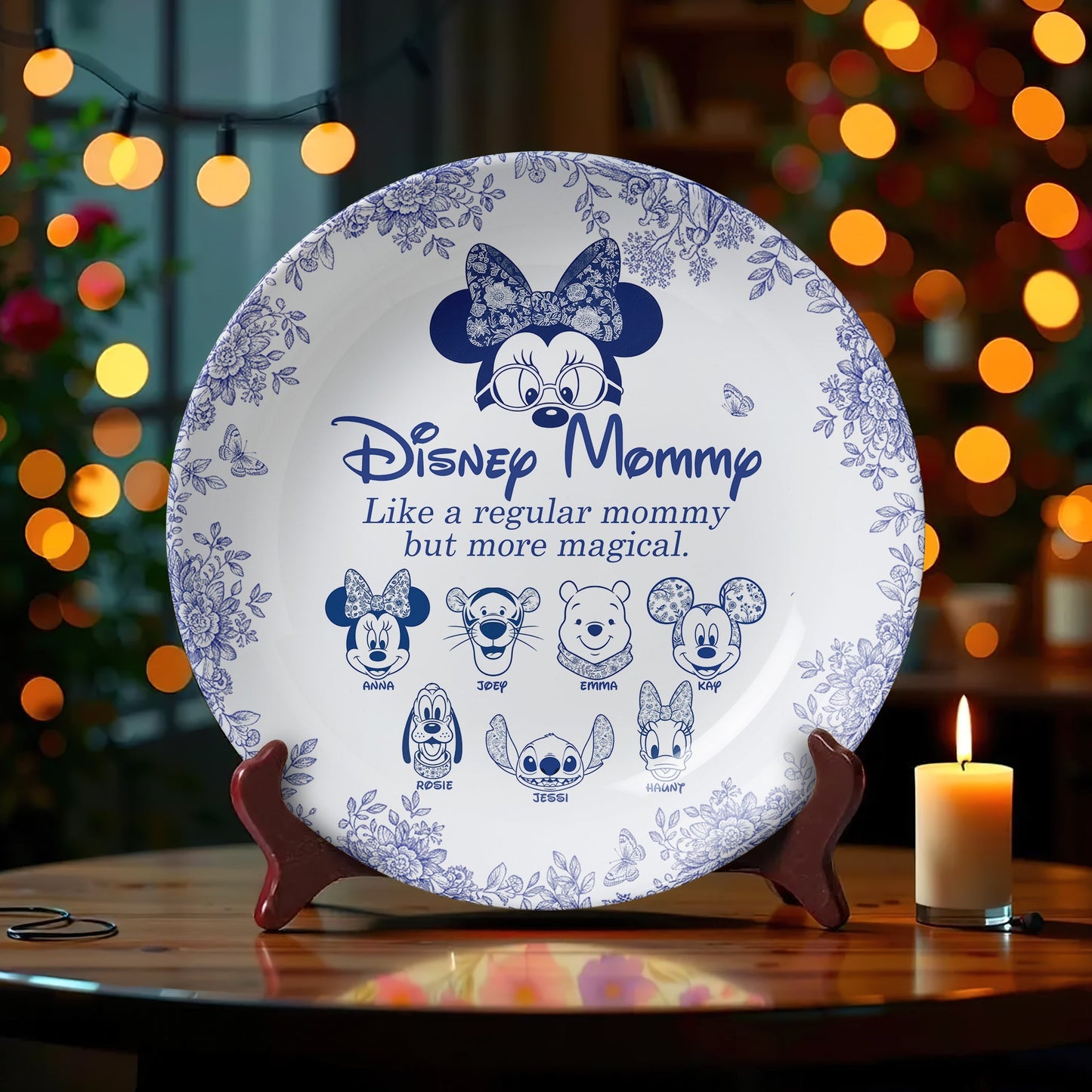 Magical Cartoon Characters Round Plate - Personalized Gift For Grandma/Mom 03PGLU260925