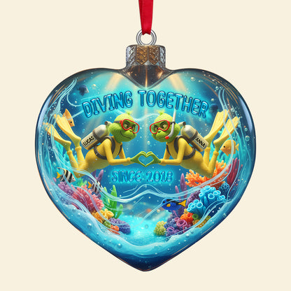 Green Scuba Diving Couple Ornament - Personalized Gifts For Scuba Diving Couple 01qhtn260925