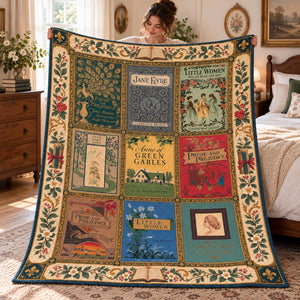 Vintage Book Collection Blanket - Personalized Gifts For Book Lovers 03nalu091026