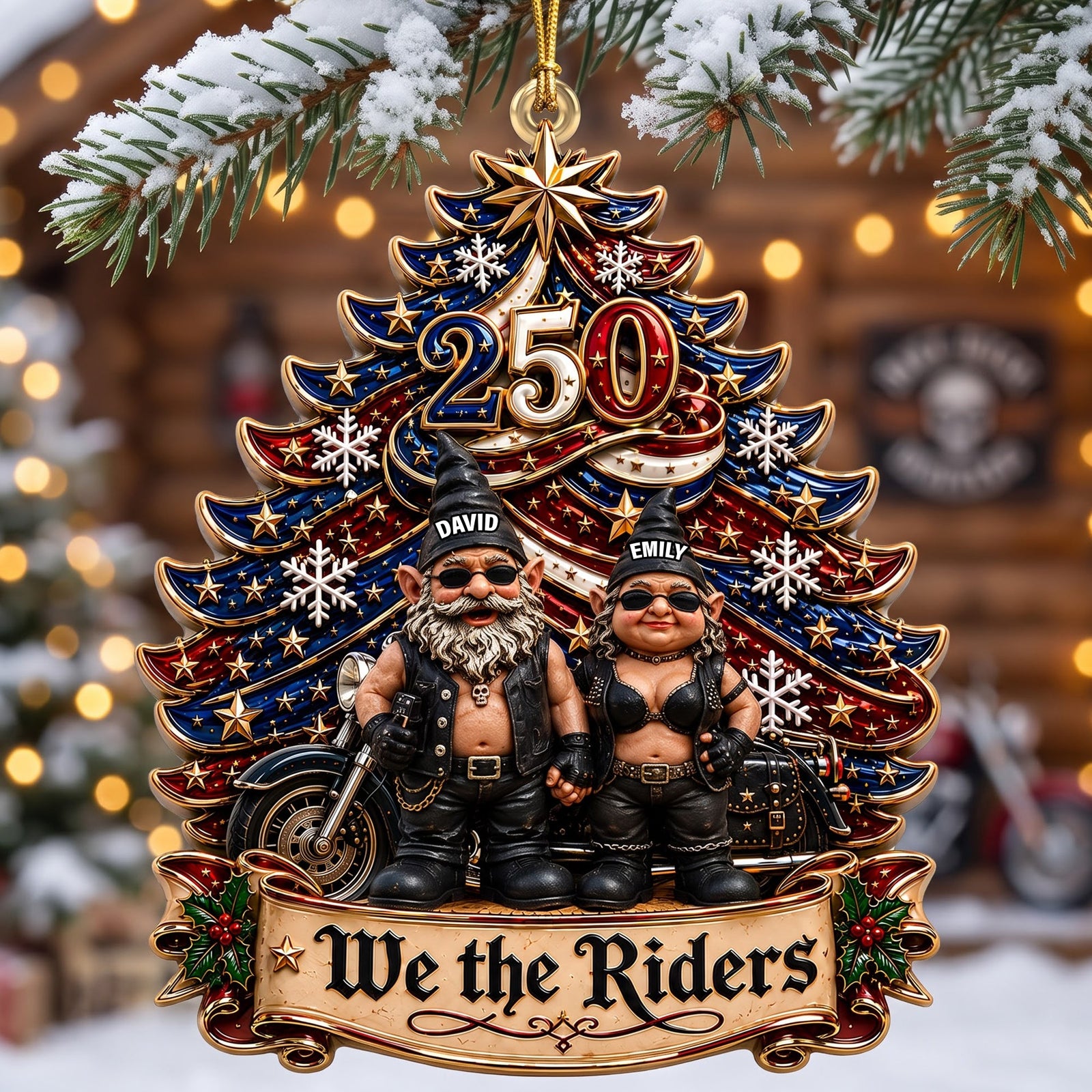 Biker Motorcycle Gnome Couple - Personalized Gifts For Couple Christmas Ornament 04naqn240826