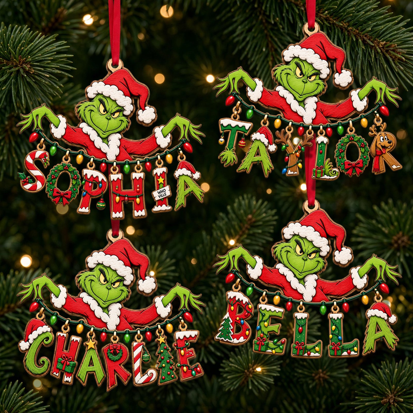 Playful Name Art String Ornament - Personalized Christmas Gifts 05qhlu210926