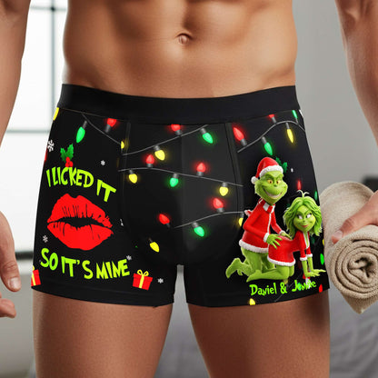 Mischief Green  Couple Boxers - Personalized Christmas Gifts For Him 03NALU120925