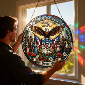 American 250th Celebration Suncatcher Ornament - Personalized Gifts For Patriots 04tylu260226