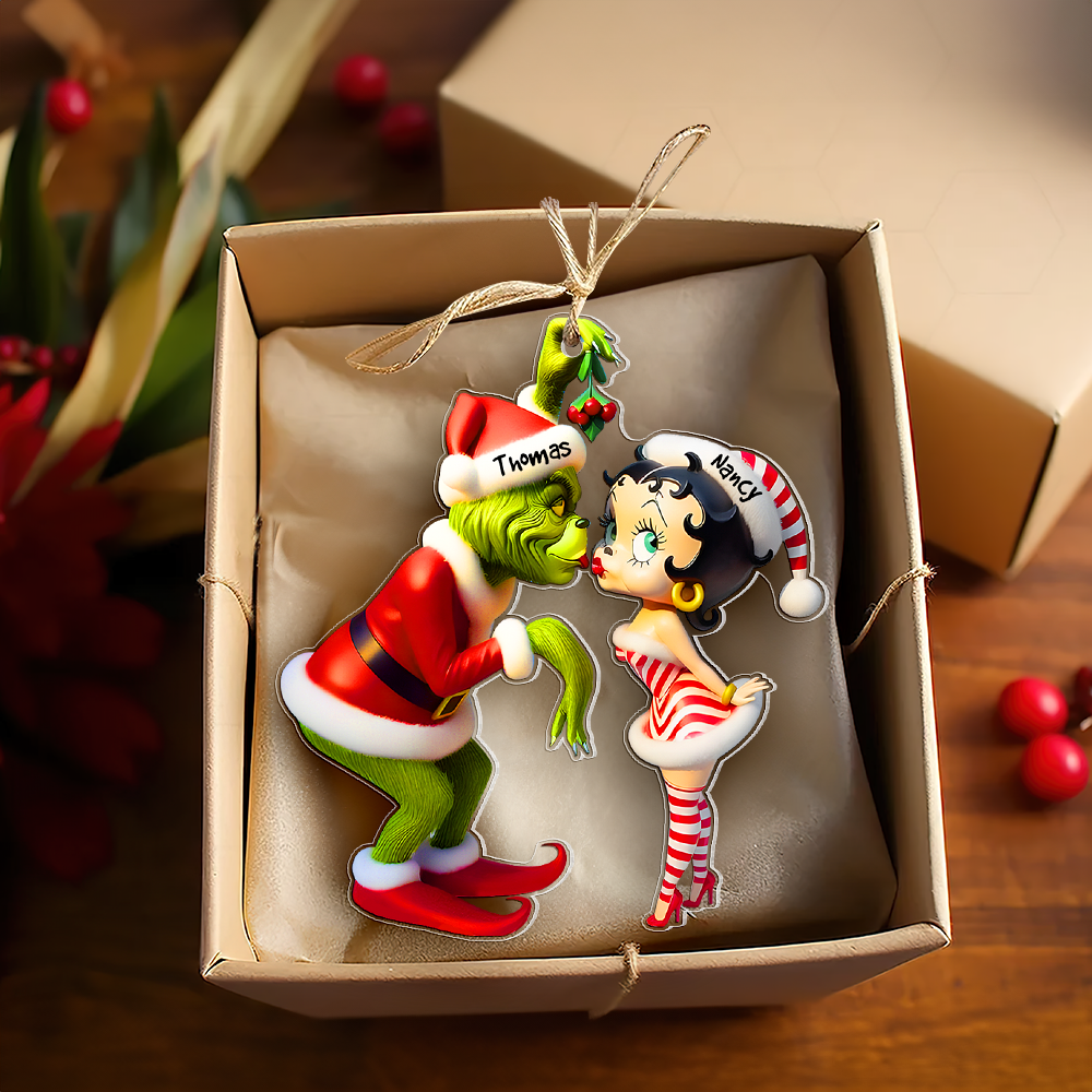 Personalized Gifts For Couple Christmas Ornament Kiss Under The Mistletoe 05xqpu061124 - Ornament - GoDuckee