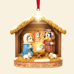 Cute Cartoon Characters Reenacting The Nativity Ornament, Christmas Gifts For Christians 02qhtn221025