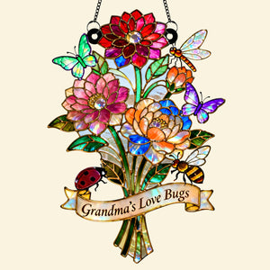 Grandma's Love Bugs Suncatcher Ornament - Personalized Mother's Day Gifts 02natn240226