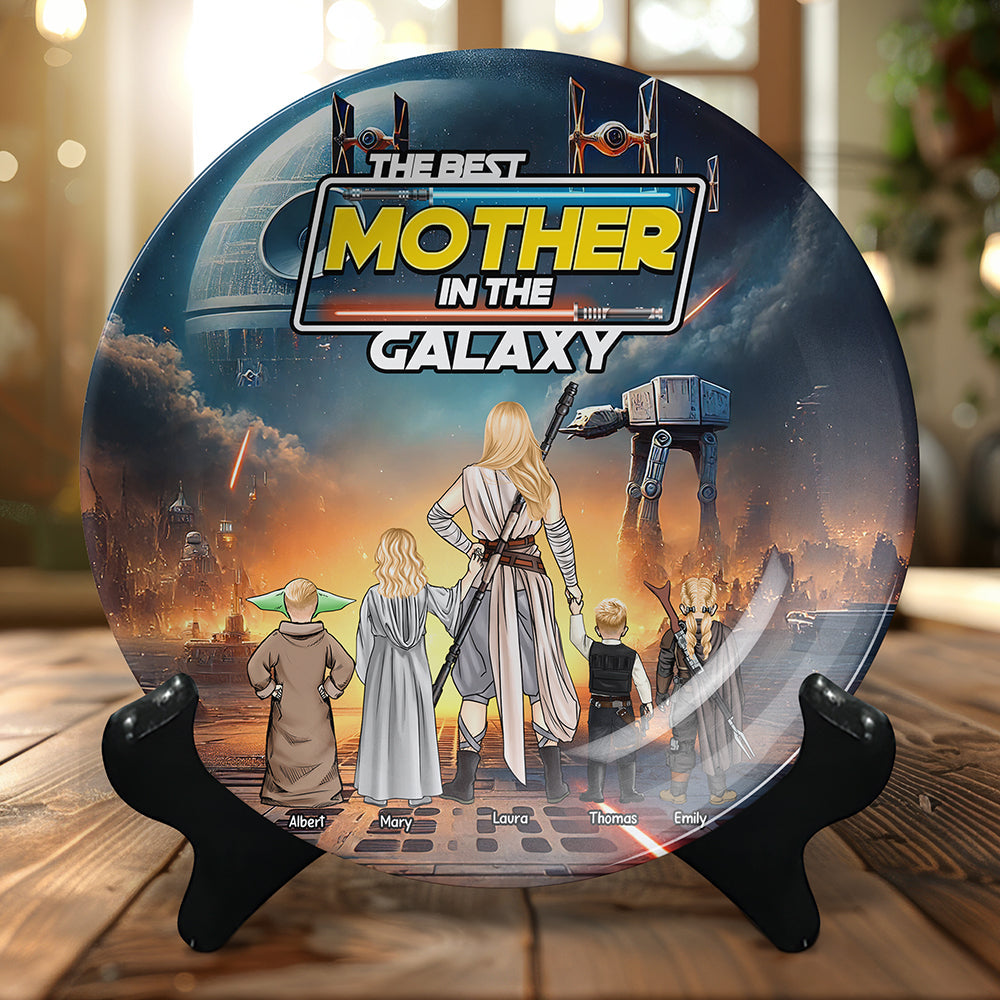Galaxy Mom Ceramic Round Plate - Personalized Gifts-Homacus