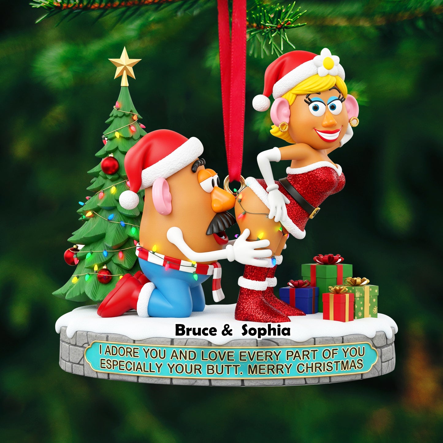 Playful Animated Ornament - Personalized Gifts For Couple 07ohlu150925