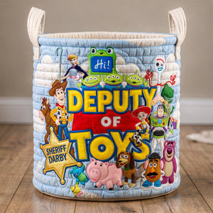Kid Toy Storage Quilted Laundry Basket, Personalized Gift 01qhdt010726