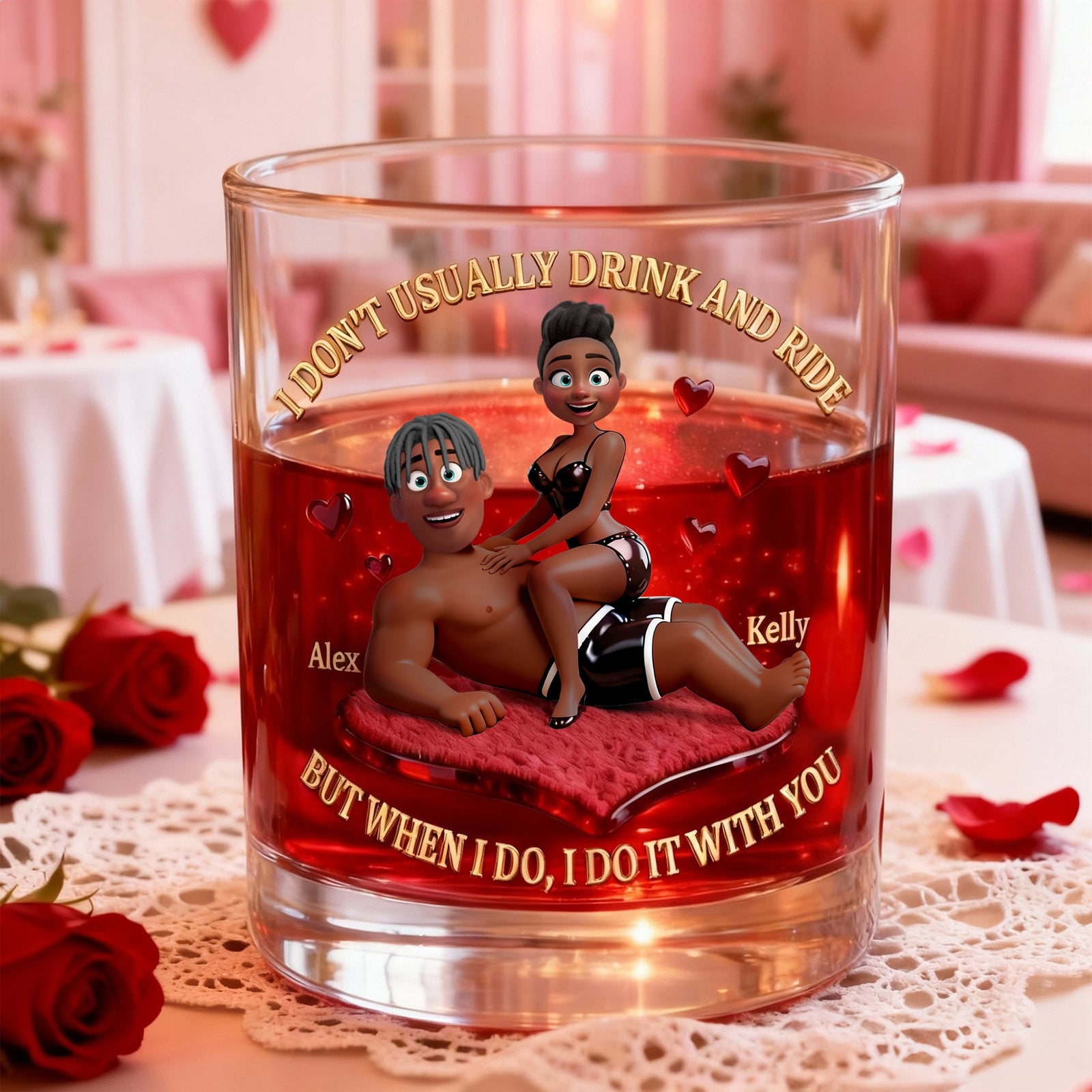 Fun Couple Whiskey Glass, Personalized Gifts For Couple 04QHLU230126