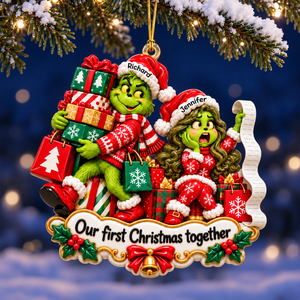 Bustling Couple Ornament - Personalized Gifts For Couple First Christmas Ornament 08TOQN161026