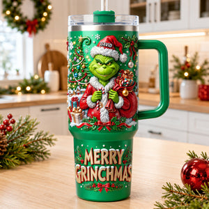 Unique Santa 40oz Tumbler With Handle - Personalized Gifts 07TYQN280826