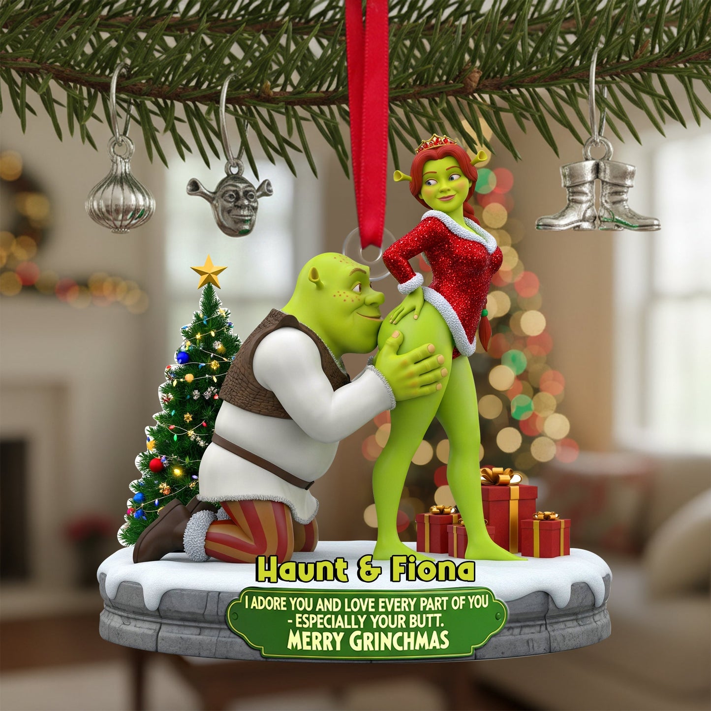 Cheeky Kisses Couple Ornament - Personalized Christmas Gifts For Couple 04OHLU120925