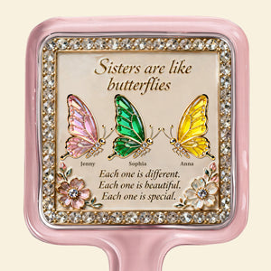 Sisters Butterfly Handheld Mirror Personalized Gifts For Besties 01natn130226 - Mirror - GoDuckee