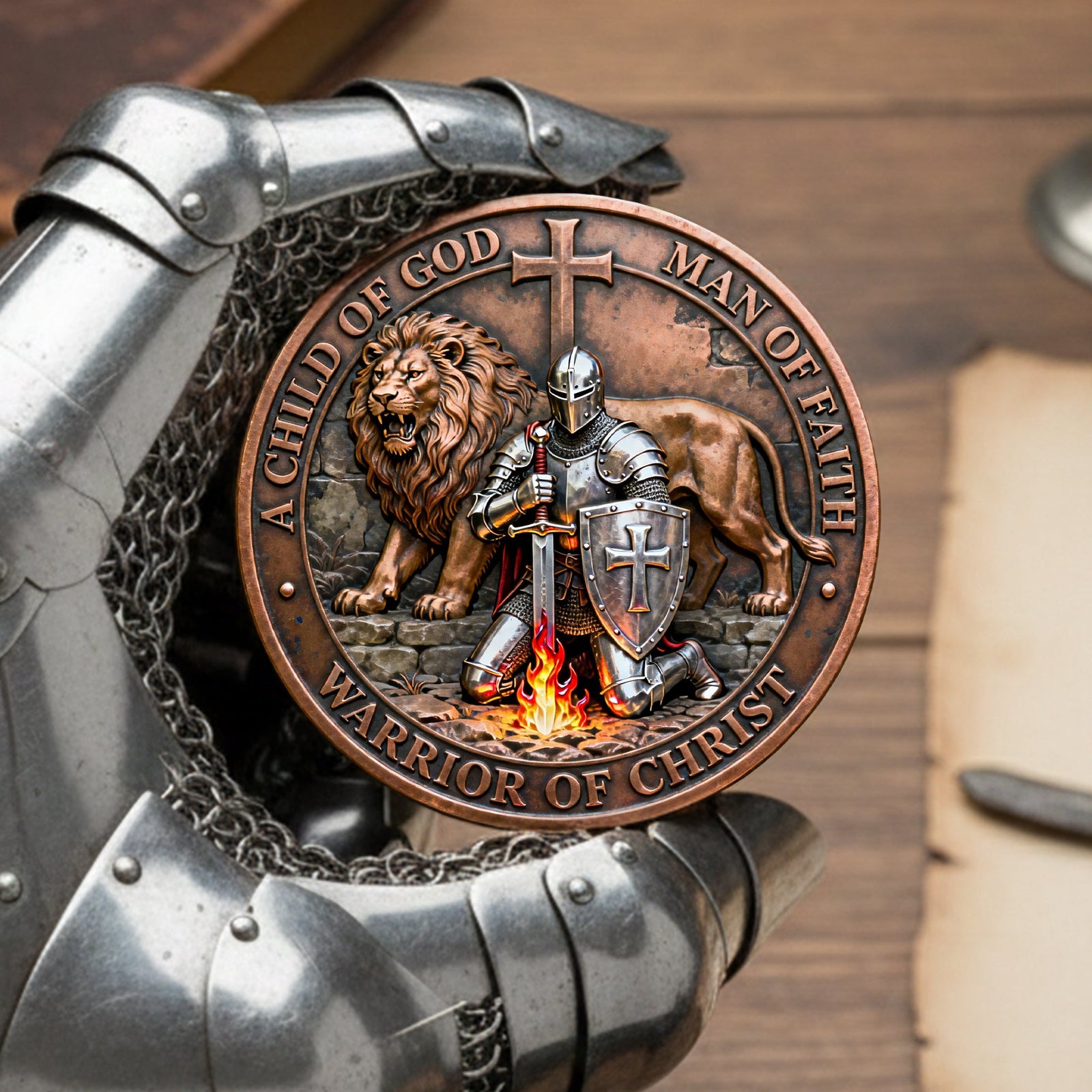 Warrior Of Christ Printed Metal Coin - Gift For Christian 04NALU130226