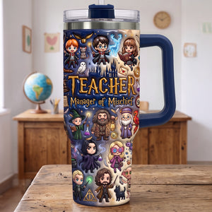 Fancy Teacher 40oz Tumbler With Handle, Personalized Gifts For Teacher 03qhdt230726