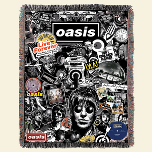The Oasis Band Vintage Woven Blanket - Personalized Gifts For Music Lovers 03HUDH241026